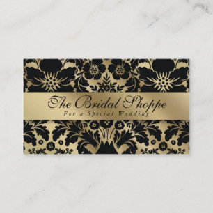 Mariage Carte de visite Damask Floral Gold Noir
