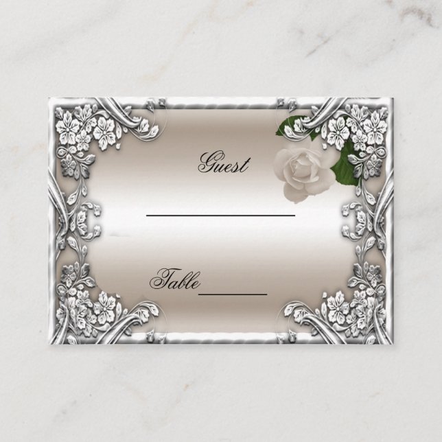 Mariage Cartes de  Crème Rose Argent Blanc (Devant)