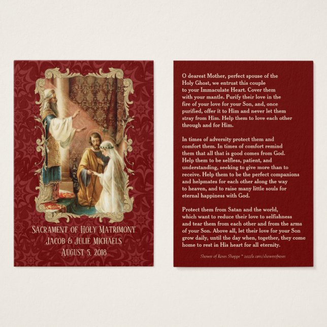 Mariage catholique Favoriser Carte Sainte Damask M (Devant & derrière)