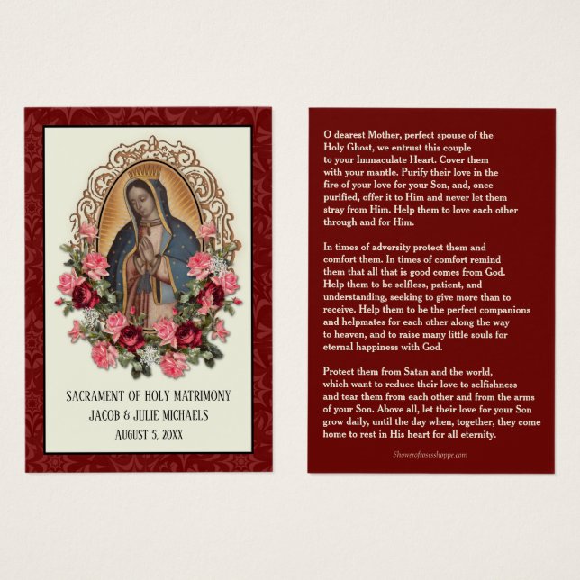 Mariage catholique Favoriser la Carte Sainte Guada (Devant & derrière)