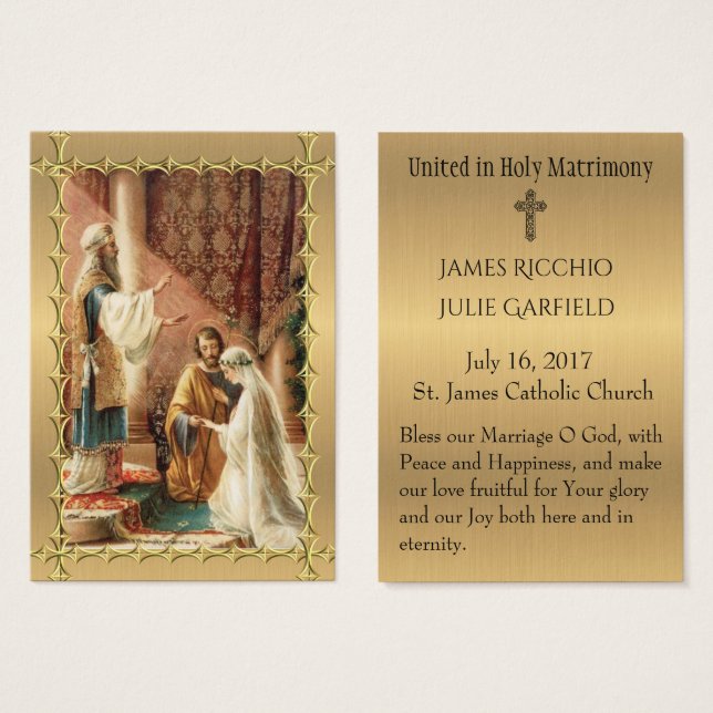 Mariage catholique Favoriser la mariée Carte Saint (Devant & derrière)