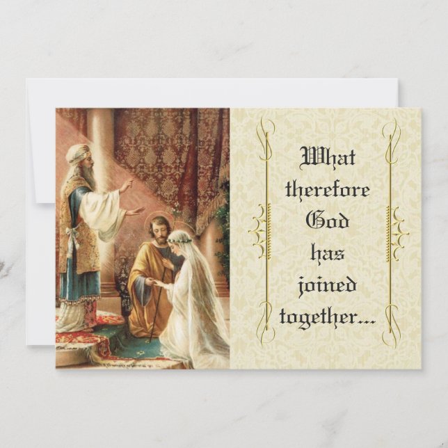 Mariage catholique Mary Joseph Lace Invitation (Devant)