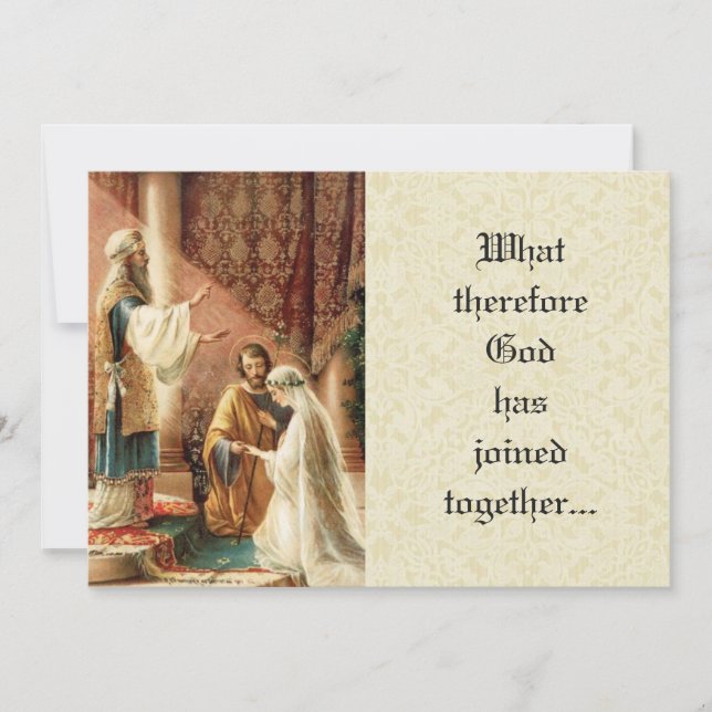Mariage catholique Mary Joseph Lace Invitation (Devant)