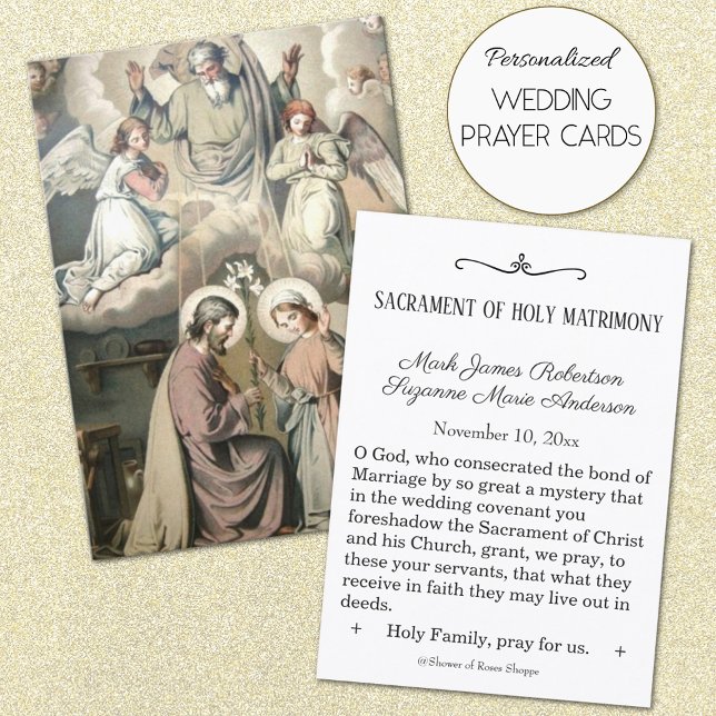 Mariage catholique traditionnel Favoriser la Carte (Traditional Catholic Wedding Personalized Prayer Cards)