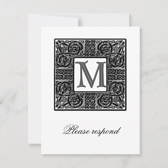 Mariage Celtique Monogrammé Argent RSVP (Devant)