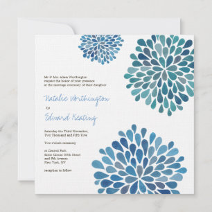 Mariage Cerulean Blue Flower Blooms Invitation