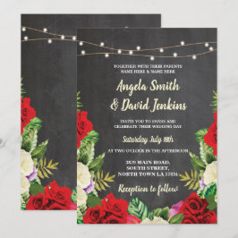 Mariage Chalk éclaire Red Roses Élégant Invitation