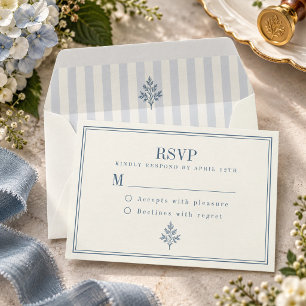 Mariage Champêtre Français Carte de Réponse Rayée