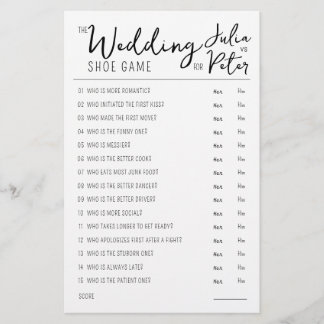 Mariage Chaussure Questions Jeu papier noir et bla