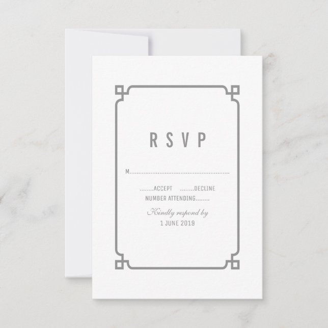 Mariage chic gris déco RSVP (Devant)