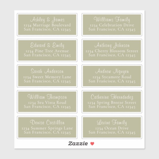 Mariage Chic Sage Green Étiquettes de adresse invi (Feuille)