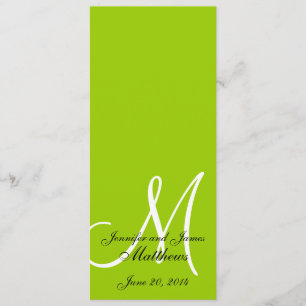 Mariage Church Programme Monogramme Pomme Vert Bla