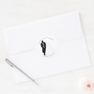 Mariage Classic Round Sticker Bride Groom
