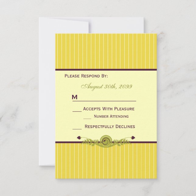 Mariage classique Art Nouveau jaune et violet RSVP (Devant)