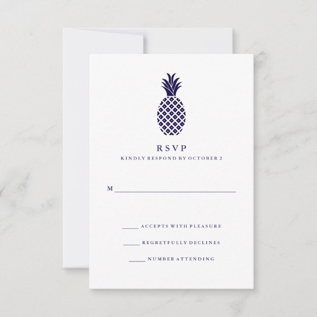 Mariage classique d'ananas de la marine RSVP (Devant)