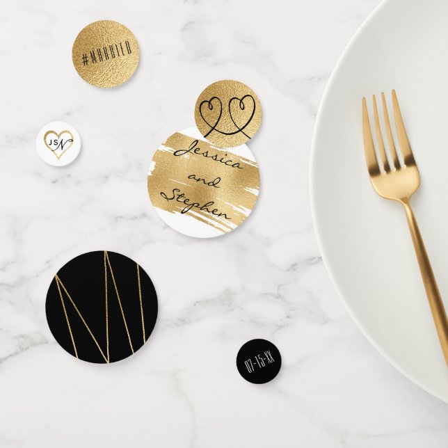 Mariage Confetti Elegant Or et Noir (Groupe)