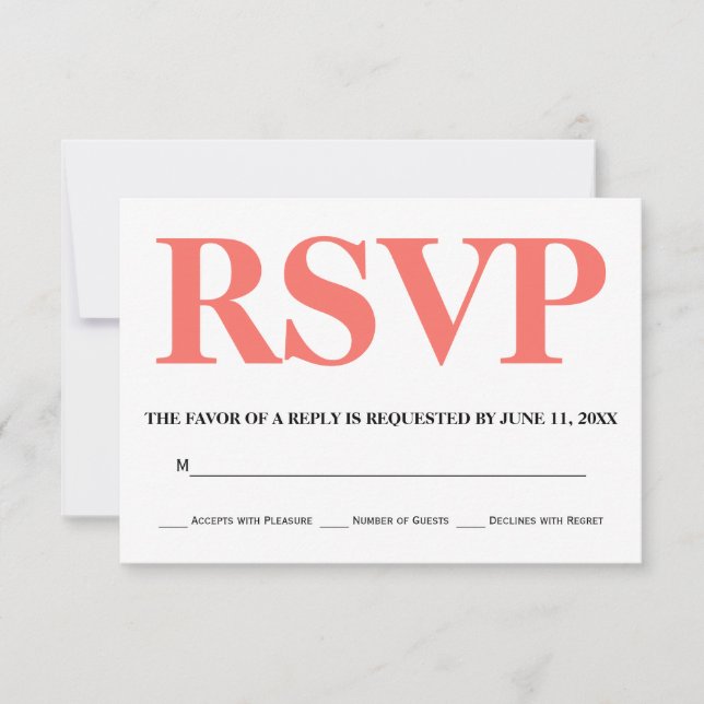 Mariage corail vivant et typographie blanche RSVP (Devant)