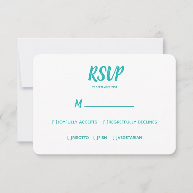 Mariage couleur minimal RSVP choix de repas (Devant)