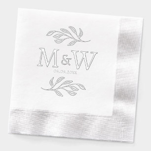 Mariage Couple Monogramme Date Élégante Botanique