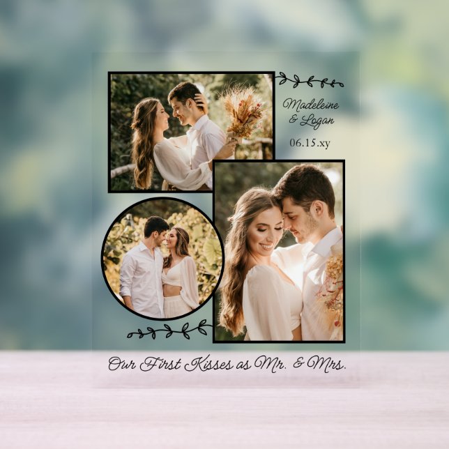 Mariage Couple Photo Collage Personnalisé M. Mme K (Neutre)