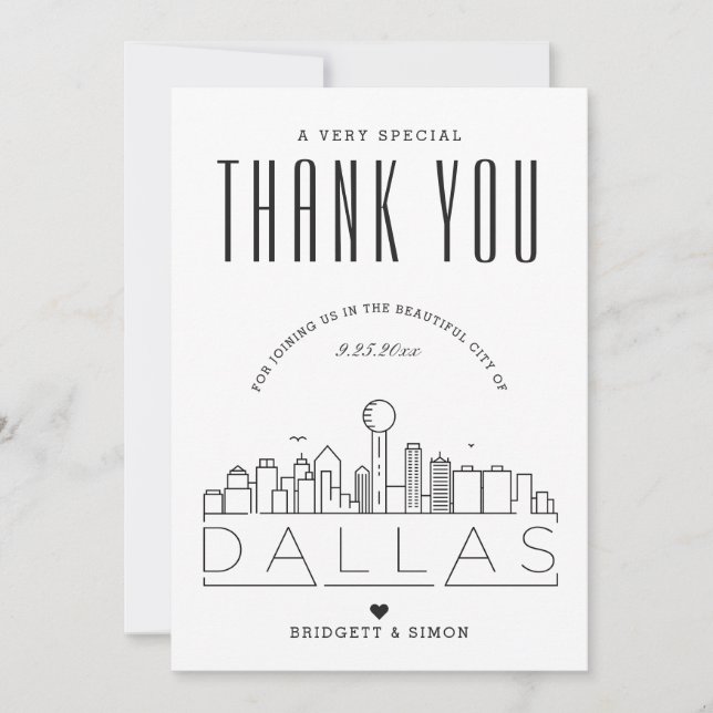 Mariage Dallas | MERCI + CARTE PHOTO (Devant)