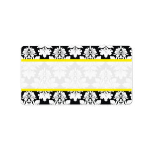 mariage damassé Blanc noir Étiquettes