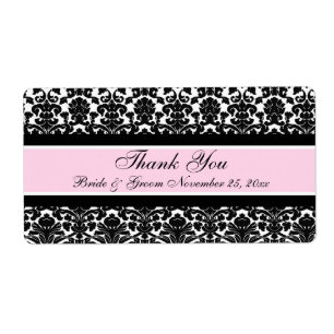 Mariage damassé blanche rose Étiquettes