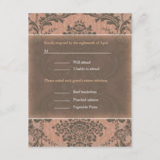 Mariage damassé élégant rose RSVP