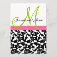 Mariage damassé Invitation Monogramme Rose vert