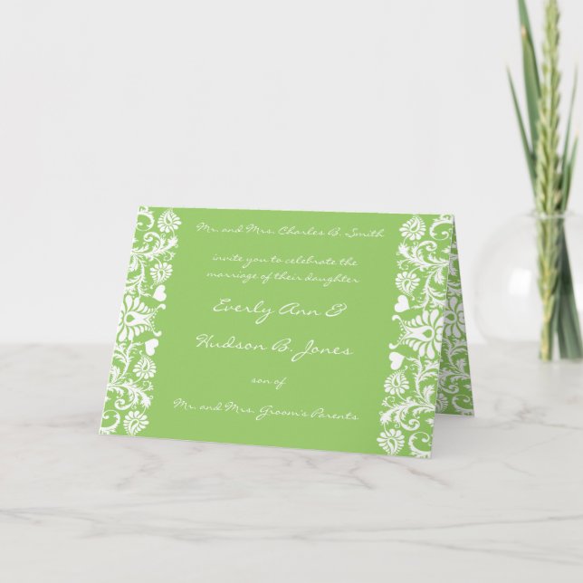 Mariage damassé Invitation Vous Choisissez La Coul (Devant)