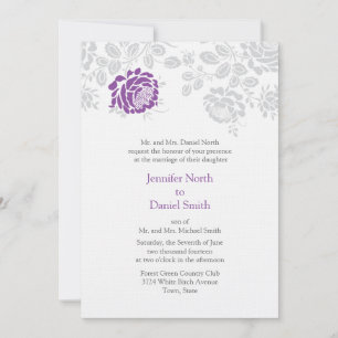 Mariage damassé Invitations Lavender Et Grey