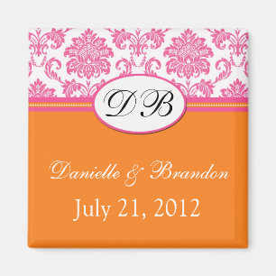 Mariage damassé Magnet orange rose