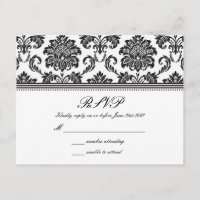 Mariage damassé noir et blanc RSVP