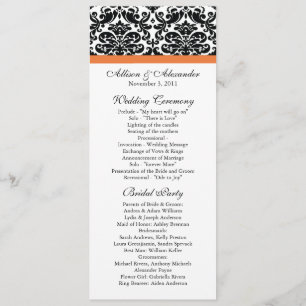 Mariage damassé Programme Black & Coral Rose