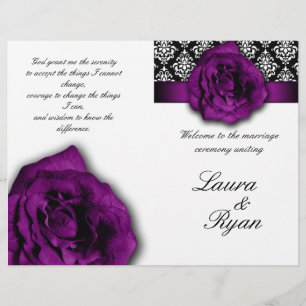 Mariage damassé Programme Flyer Purple Rose 2