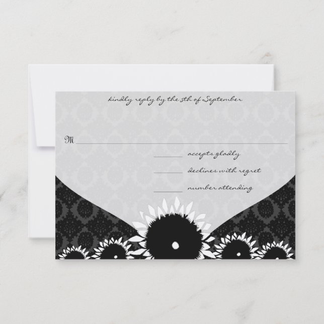 Mariage damassé tournesol noir RSVP (Dos)
