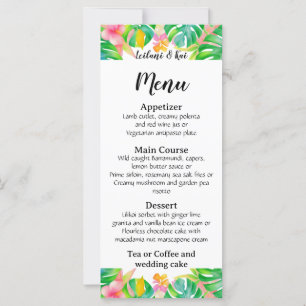 Mariage dans la carte de menu Paradise