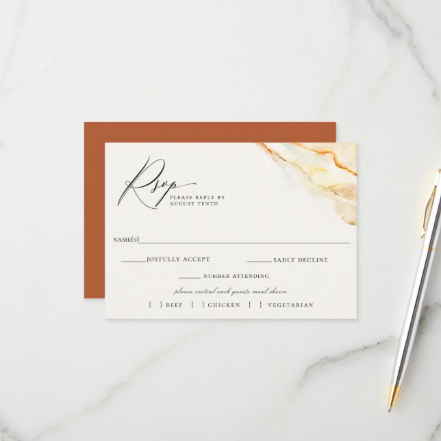 Mariage dans le désert de Bohême RSVP Meal Choice (Devant/Arrière en situation)