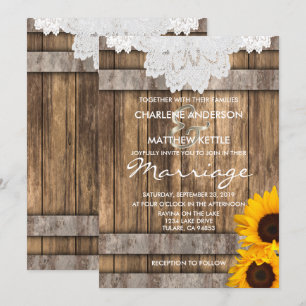 Mariage dans une invitation en bois rustique et de