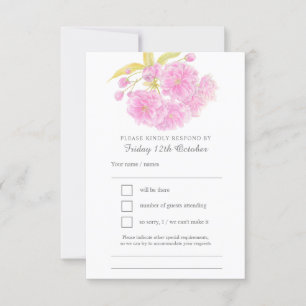 Mariage d'aquarelle à ressort rose RSVP