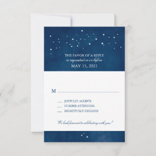 Mariage d'aquarelle bleu de la marine   RSVP