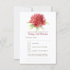 Mariage d'aquarelle florale rouge waratah RSVP