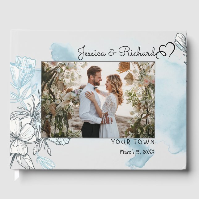 Mariage d'aquarelle PHOTO Livre d'invités (Recto)