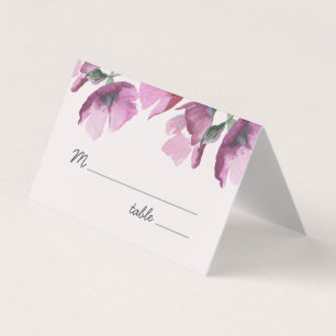 Mariage d'aquarelle violet fleuri Table Place Card