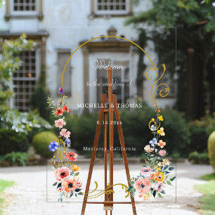 Mariage d'arche d'été Fleur sauvage d'aquarelle