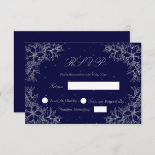 Mariage d'argent RSVP avec graphismes floraux orné