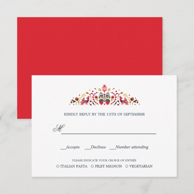 MARIAGE D'ART folklorique russe RSVP REPAS CHOIX (Devant / Derrière)