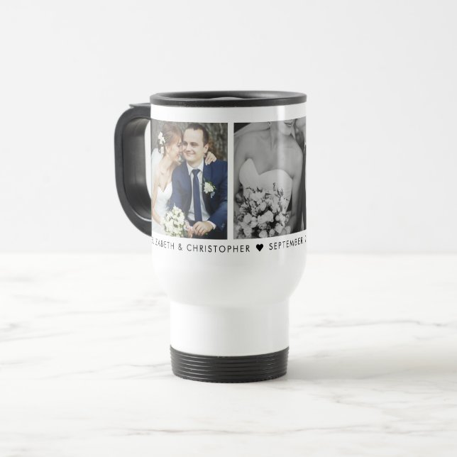 Mariage Date et Monogramme 3 Photo Travel Mug (Devant gauche)