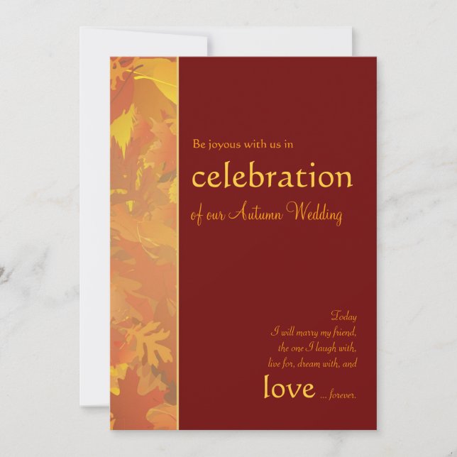 Mariage d'automne - Invitations de mariage contemp (Devant)