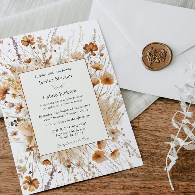 Mariage d'automne Orange Floral Invitation (Créateur téléchargé)